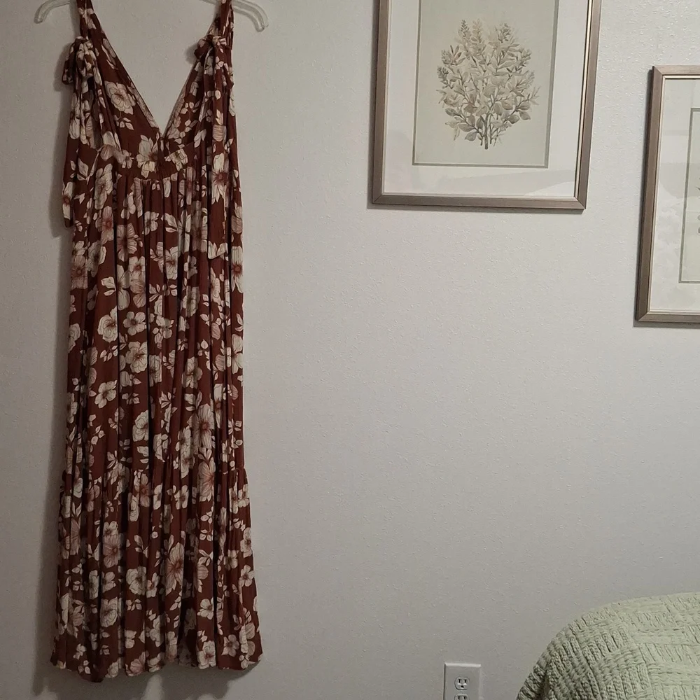 Abercrombie & Fitch Tie Strap Floral Maxi Midi Dress Size LT